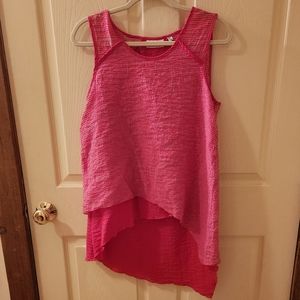 Habitat Pink Tiered Lagenlook Stripe Beach Breezy Summer Barbie Blouse Medium